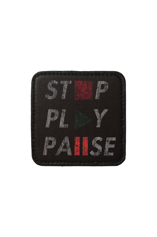 Stop Play Pause Model 7x7 cm Trucker Şapka Uyumlu Patch Arma